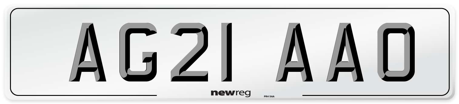AG21 AAO Number Plate from New Reg
